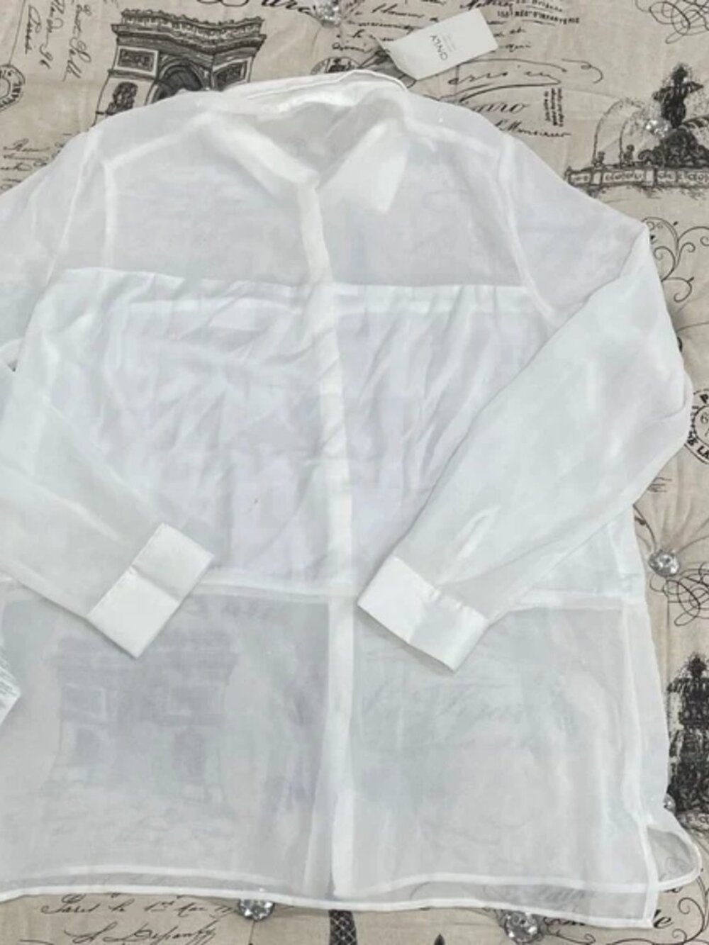 Only Women Sheer Long Sleeve Button-Up Blouse - Picture 13 of 15